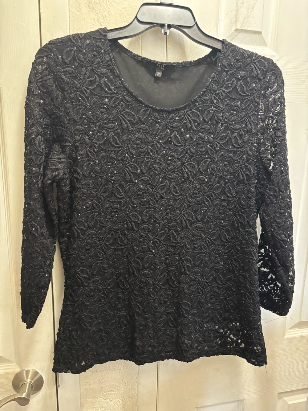 Alex Marie Black Lace Overlay Women's Top